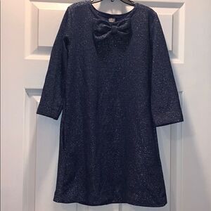 ✨Zara Kids long sleeved Navy Sparkle dress with bow